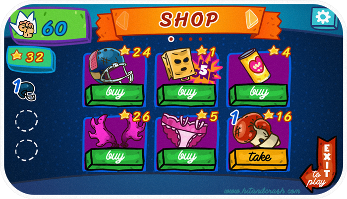 Gameplay screenshot from game Hit and crash. Art and programming by Pavel Guzenko.