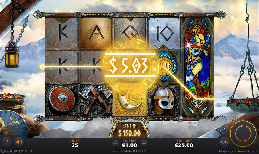 UI design for Call of the Valkyries video slot game