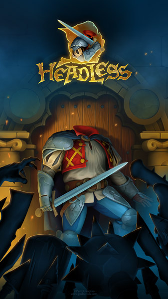 Splash screen for mobile game HeadlessD. Art and programming by Pavel Guzenko